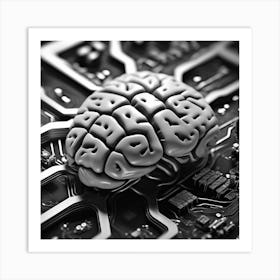 Brain On A Circuit Board 45 Art Print