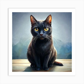 Black Cat With Striking Yellow Eyes Art Print