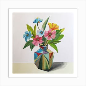 Bouquet of flowers inside a vase. Abstract artistic drawing Art Print