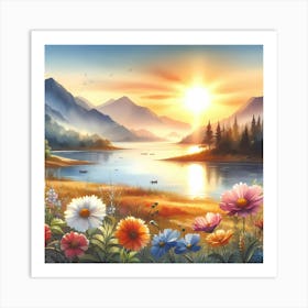 Sunset By The Lake 12 Art Print