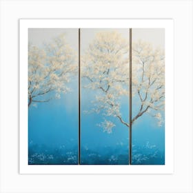 Three Trees On A Blue Sky Art Print