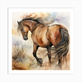 Horse In The Field Art Print