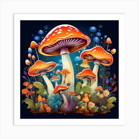 Mushrooms In The Forest 14 Art Print