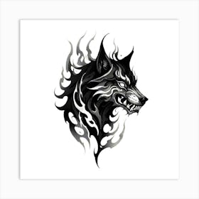 Tribal Wolf Tattoo Art Print