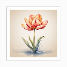 Watercolor Tulip Art Print