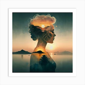 Sunset Portrait Of A Woman Art Print