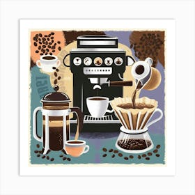 Coffee Machine Vector Illustration Art Print