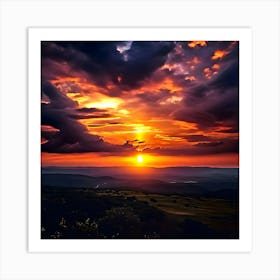 Sunset Over The Mountains Art Print