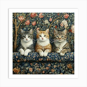 Three Kittens On A Sofa Art Art Print