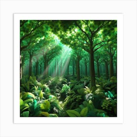 Rays Of Light In The Forest Art Print