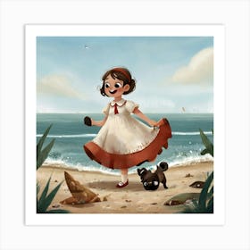 Little Girl On The Beach Art Print