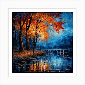 Autumn Evening By The River Art Print