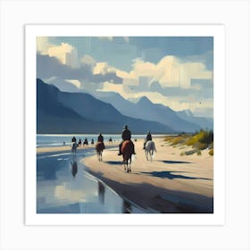 Horses On The Beach Art Print