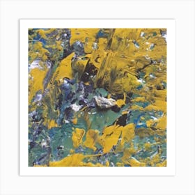 Yellow And Blue Abstract Painting Art Print