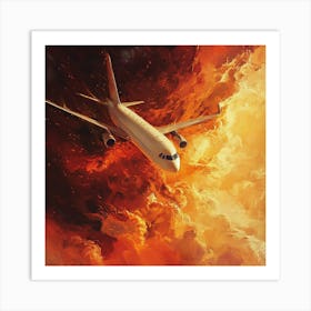 Airplane In Flames Art Print