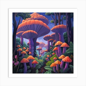 Mushrooms In The Forest 2 Art Print