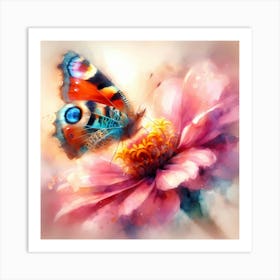 Butterfly On A Flower 4 Art Print