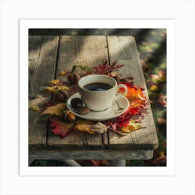 Autumn Leaves And Coffee 13 Art Print