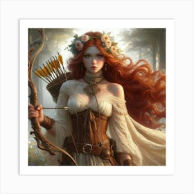 Girl With Long Red Hair Art Print