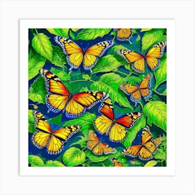 Butterflies In The Garden 1 Art Print