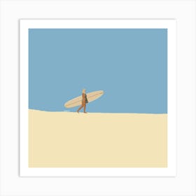Woman Surfer On Dune Art Print