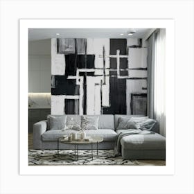 Abstract Black And White Painting 3 Art Print