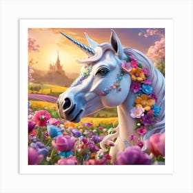 Unicorn In The Meadow Art Print