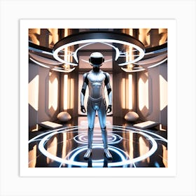 Futuristic Man In Futuristic Space Art Print
