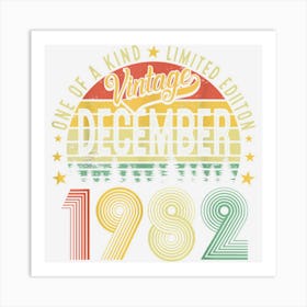 40th Birthday Vintage December 1982 40 Years Old Retro Mens Art Print