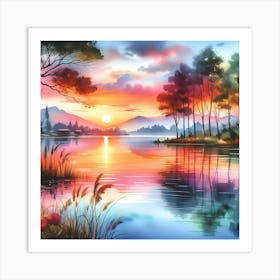 Sunset By The Lake 13 Art Print