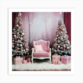 Pink Christmas Chair Art Print