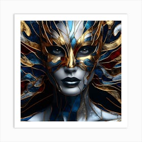 Girl In Masquerade - Stain Glass Inlay - 4 Of 6 Art Print