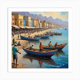 Fishing Boats On The Beach 5 Art Print