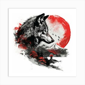 Wolf In The Moonlight 2 Art Print