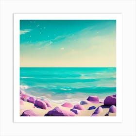 Rocky Beach  Abstract Landscape Painting Art Print