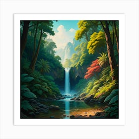 Waterfall In The Jungle Art Print