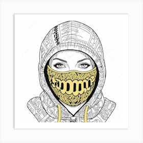 Gold Skull Face Mask Art Print