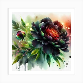 Peony Flower Painting Art Print