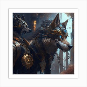 Wolf And Wolfhound Art Print