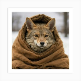 Wolf Wrapped In Blanket Art Print