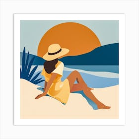 Woman Enjoying The Sun At The Beach 3 Art Print