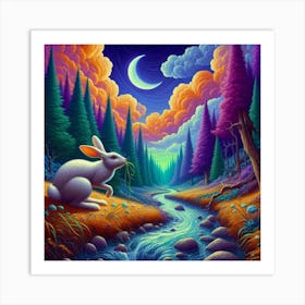 Rabbit In The Forest Art Print