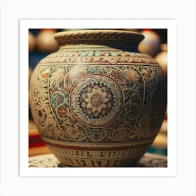 Pottery Vase With Intricate Designs And Patterns (3) Art Print