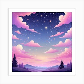 Sky With Twinkling Stars In Pastel Colors Square Composition 265 Art Print