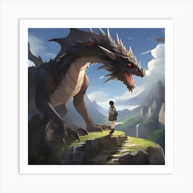 Dragon And Girl 1 Art Print