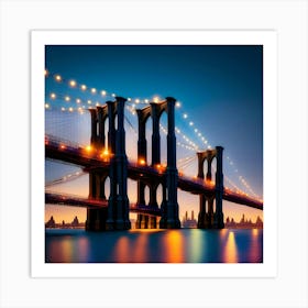 Brooklyn Bridge At Night Art Print