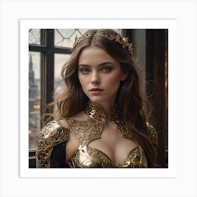 Young Woman In A Golden Costume Art Print