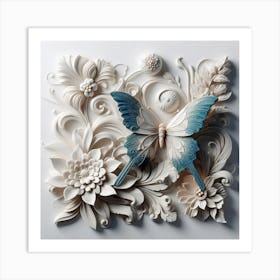 Marble Butterfly Panel I Art Print