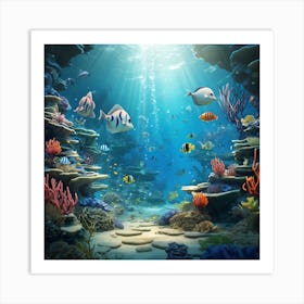 Underwater Scene Stock Videos & Royalty-Free Footage Art Print