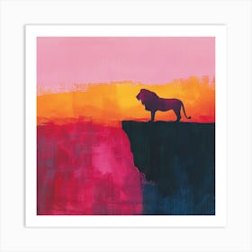 Lion On The Cliff Canvas Print Art Print